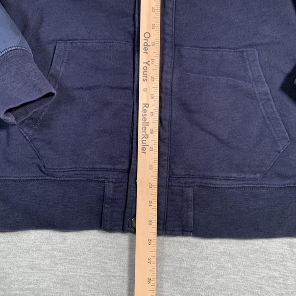 J‎ Crew Jacket Mens Small Navy Blue Bomber Snap Front Cotton Raglan Varsity Coat - Picture 7 of 11